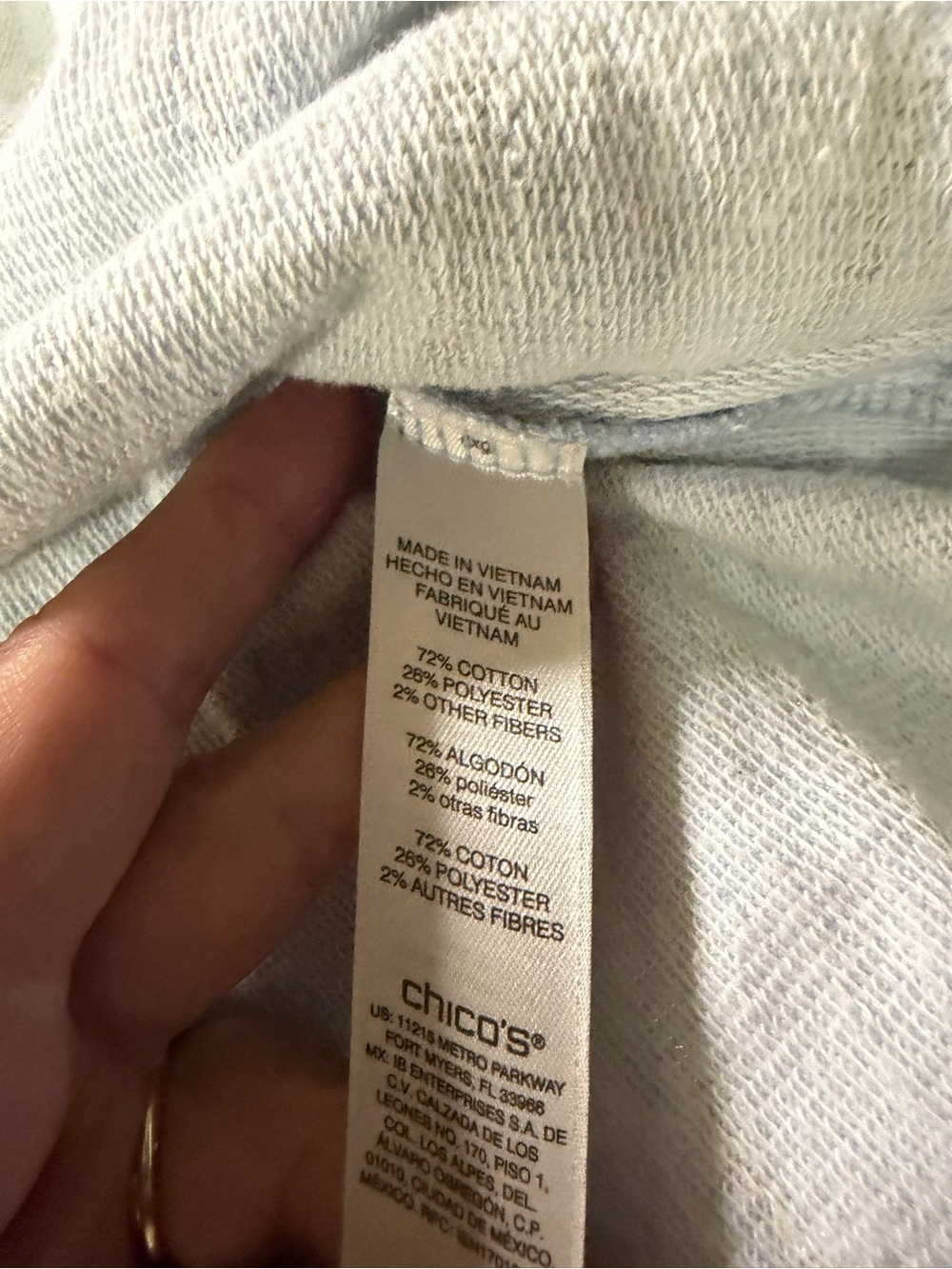 Chicos size 1 Light Blue Striped Pullover Sweater with silver sparkle accents - Picture 5 of 6
